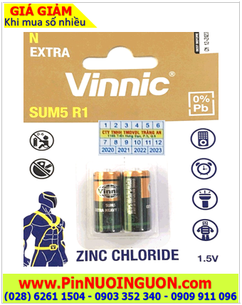 Vinnic SUM5, Pin R1 SUM5 (hay còn gọi là pin N) _ Vinnic SUM 5 dòng Heavy Duty 1.5v Battery chính hãng (Loại vỉ 2 viên)